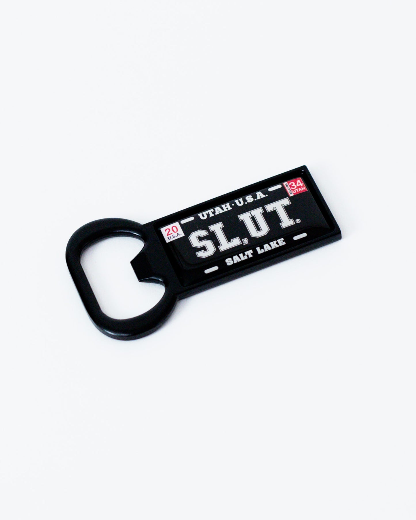SL,UT Black Plate Magnet Bottle Opener