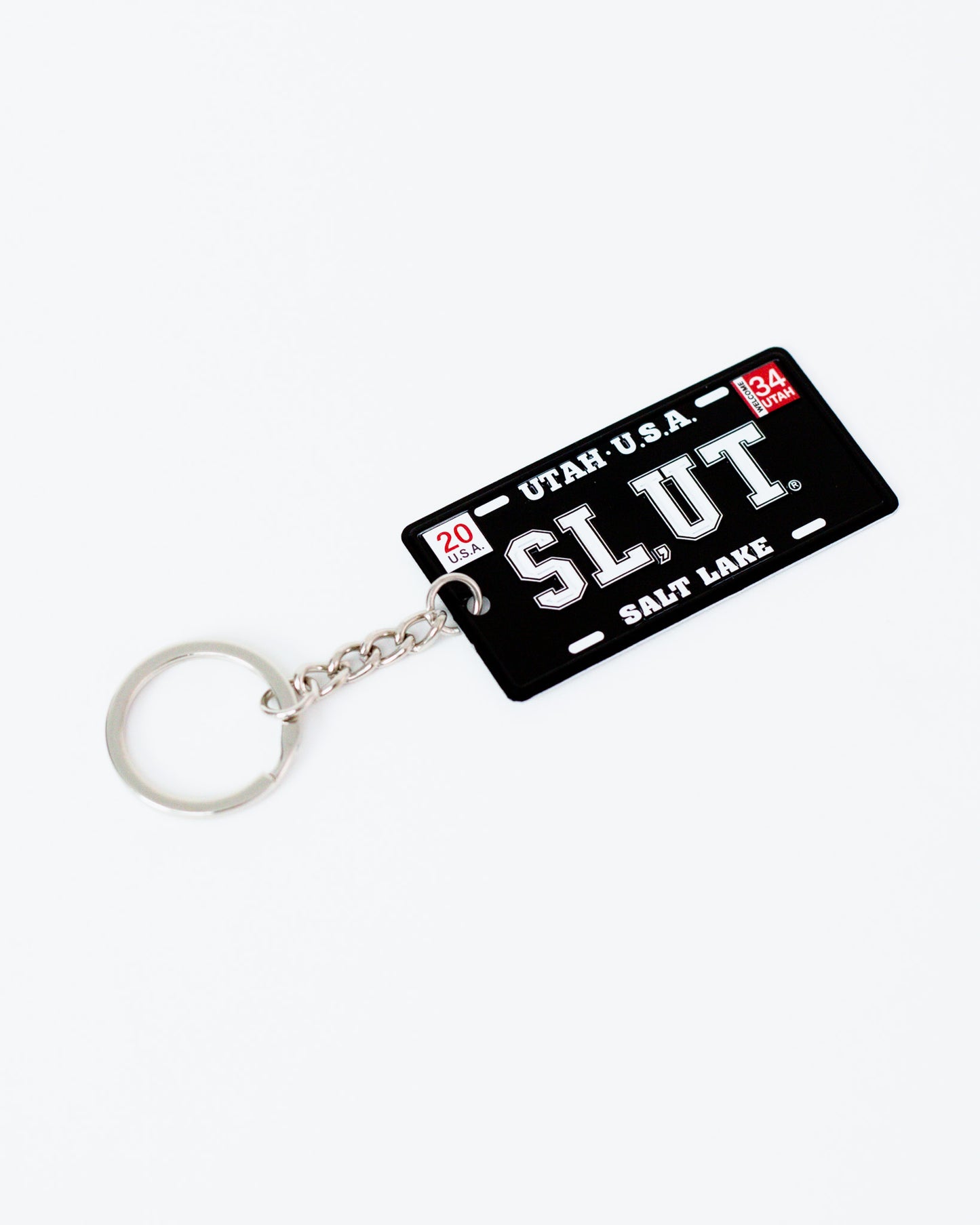 SL,UT Black Plate Key Chain