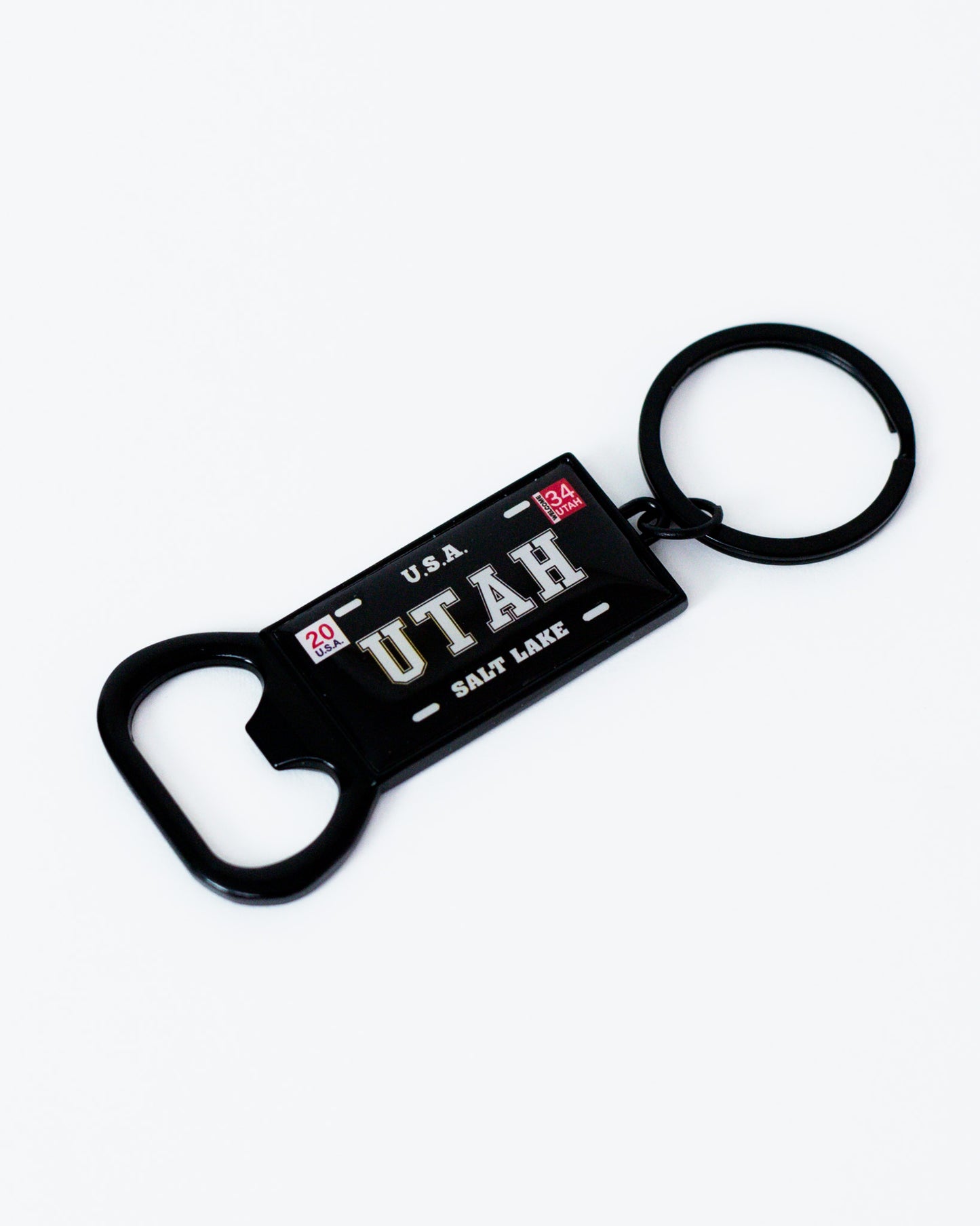 Utah Black Plate Key Chain Bottle Opener