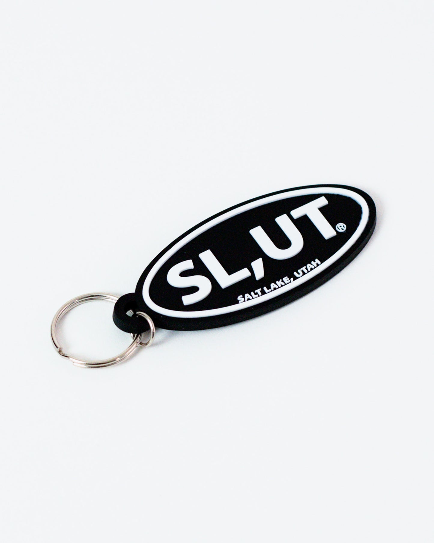 White/Black Oval Key Chain