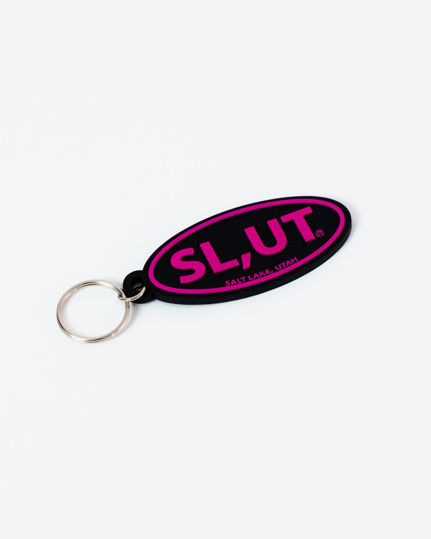 Pink/Black Oval Key Chain