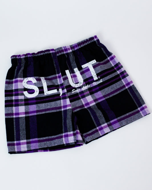 Black/Purple Flannel Boxer
