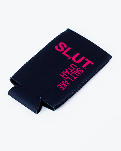 Black/Pink Slim Can Cooler Magnet