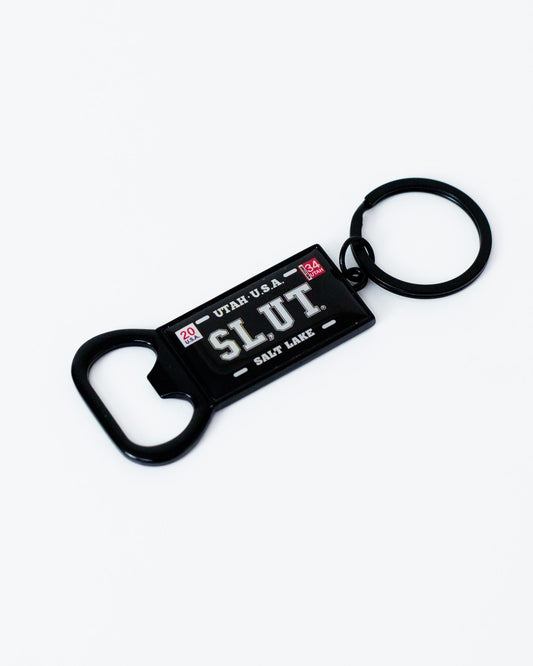SL,UT Black Plate Key Chain Bottle Opener