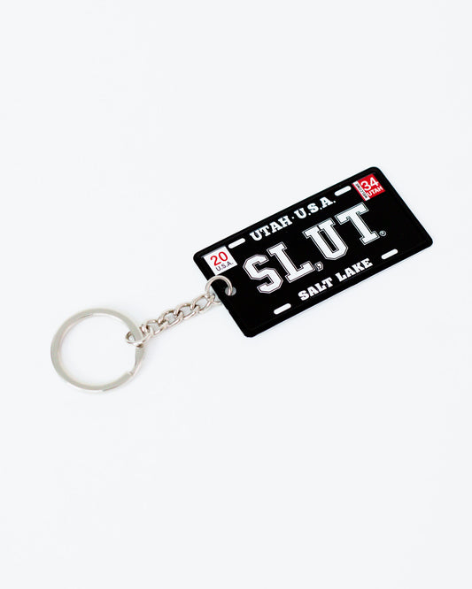 SL,UT Black Plate Key Chain