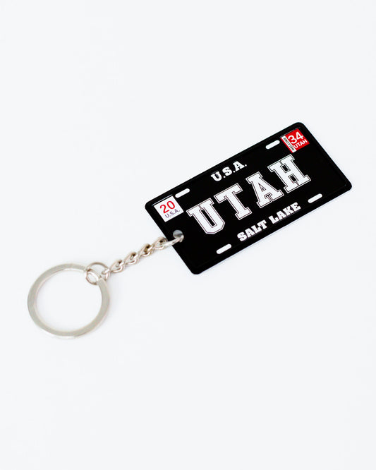 Utah Black Plate Key Chain