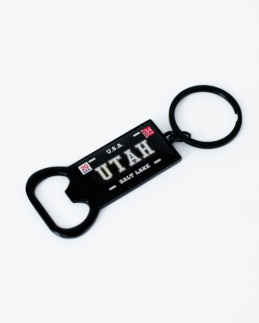 Utah Black Plate Key Chain Bottle Opener