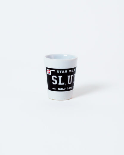 Black Plate White Ceramic Shot Glass